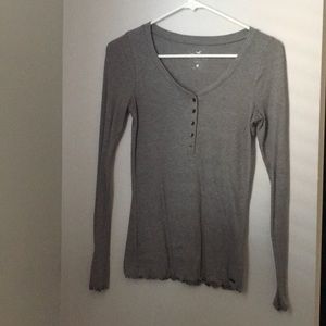 Quarter button up long sleeve top